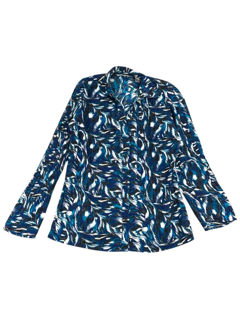 Fred David Blue Abstract Office Siren Blouse
